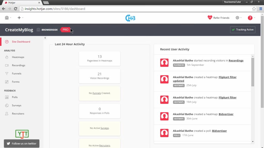 Heatmap Hotjar menunjukkan interaksi pengguna di sebuah situs web