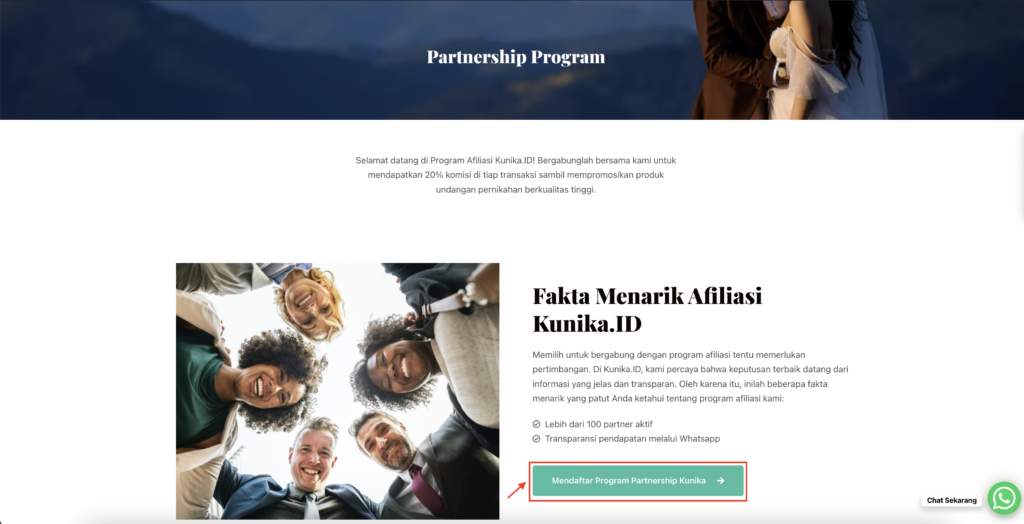 Partnership program Kunika Invitation merupakan salah satu metode untuk memperluas pasar