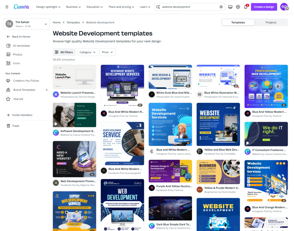 Pengunaan Template Gratis di Canva