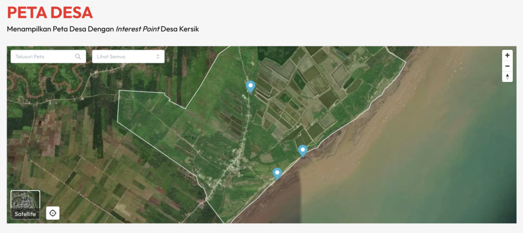 GIS desa kersik yang memperlihatkan wilayahnya sebagai potensial pertanian dan kelautan