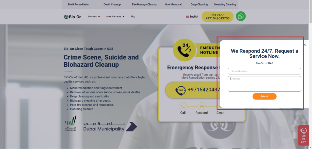 Tampilan chat langsung di website bio-on.ae -WiseWebster.com