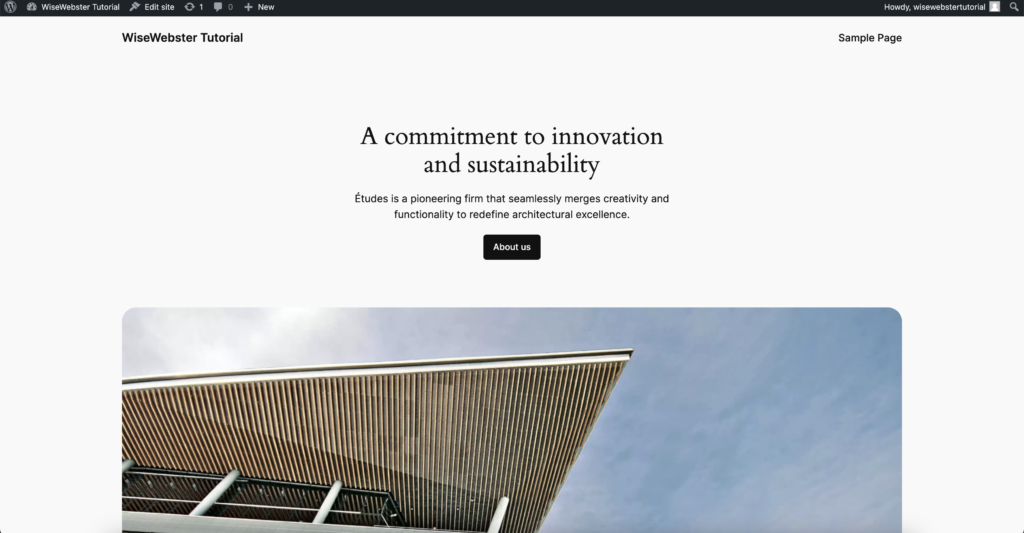Tampilan halaman home website yang sudah anda buat