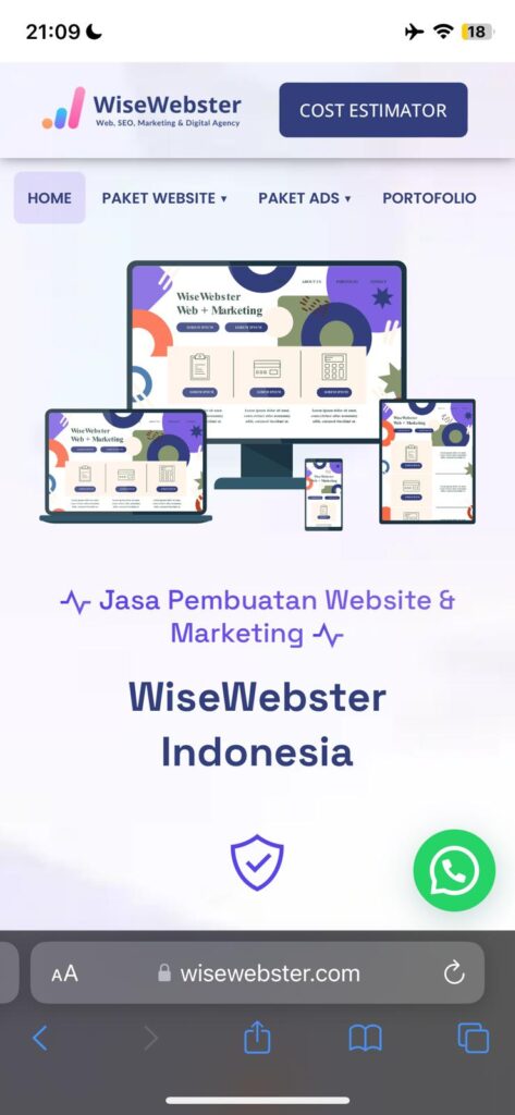 WiseWebster merupakan salah satu contoh website yang didesain dengan berfokus pada pengoptimalan pengalaman akses melalui perangkat mobile