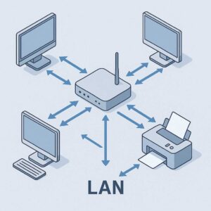 Alur komunikasi data antar perangkat dalam jaringan LAN