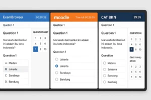Beberapa contoh aplikasi CBT populer di Indonesia seperti CAT BKN dan Moodle
