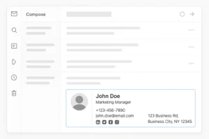 Contoh desain signature email profesional yang menunjukkan identitas dan branding personal