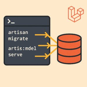 Contoh perintah Artisan untuk menjalankan seeder Laravel ke database lokal