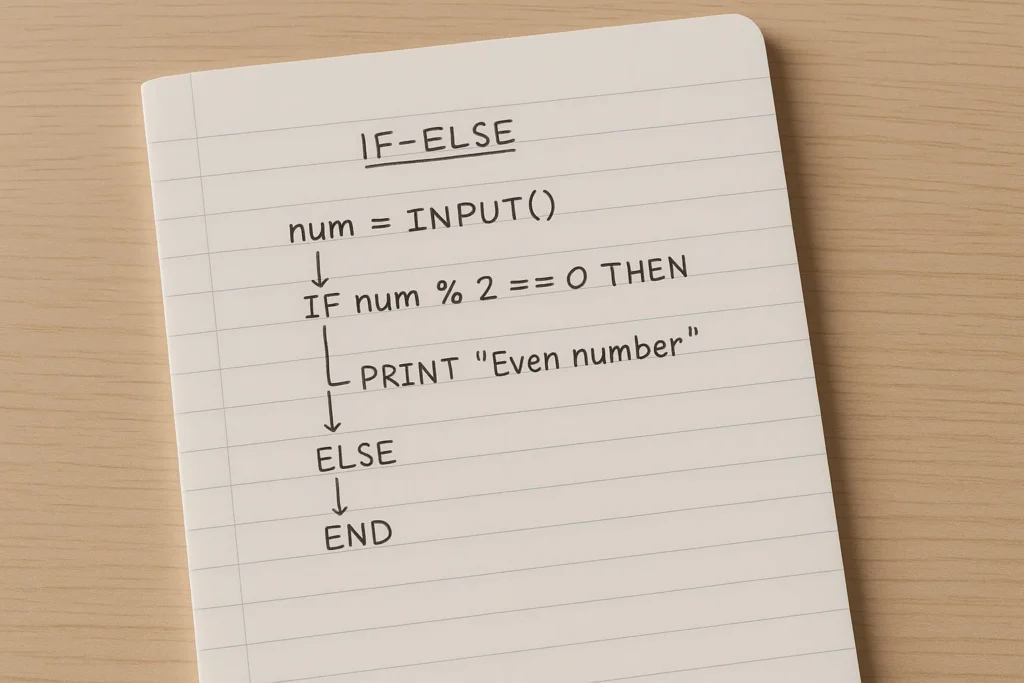 Contoh pseudocode sederhana untuk menentukan apakah sebuah angka genap atau ganjil