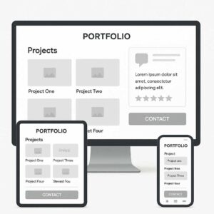 Contoh tampilan portofolio online yang clean, responsif, dan profesional