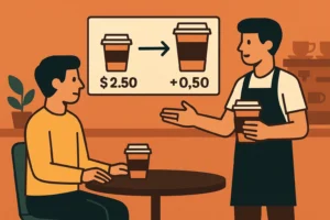 Contoh upselling di restoran menawarkan upgrade ukuran dengan harga terjangkau