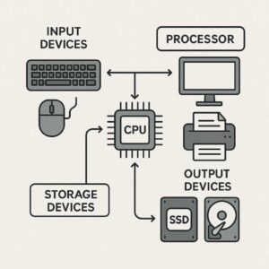 Diagram alur kerja hardware komputer dari input ke output