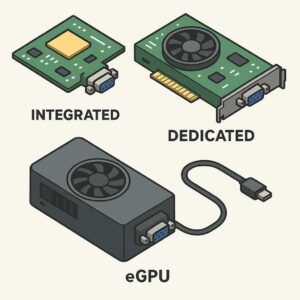 Perbandingan berbagai jenis VGA card integrated, dedicated, dan eGPU, sesuai dengan kebutuhan pengguna