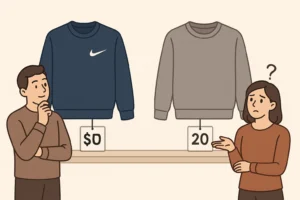 Perbandingan produk fashion branded dengan produk generik tanpa merek