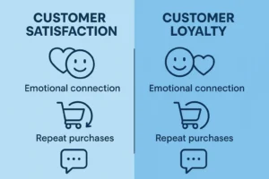 Perbandingan visual antara kepuasan pelanggan dan loyalitas pelanggan