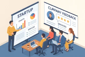 Startup menggunakan website company profile untuk presentasi ke klien