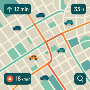 Tampilan Google Maps dengan info lalu lintas dan lokasi populer di sekitarmu