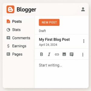 Tampilan dashboard Blogger sangat user-friendly dan langsung bisa dipakai menulis blog pertamamu