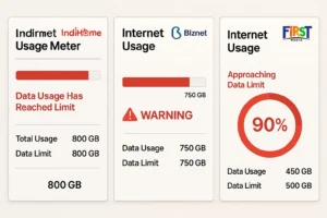 Tampilan dashboard pemakaian internet dari beberapa provider untuk cek FUP