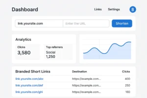Tampilan fitur custom domain pada platform URL shortener profesional