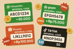 Beberapa contoh kode referral dari aplikasi yang sering digunakan di Indonesia