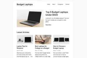 Contoh blog yang memilih niche “laptop murah” untuk menarik audiens yang spesifik dan loyal