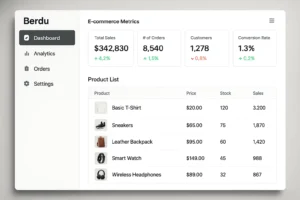 Dashboard Berdu setelah login yang menampilkan statistik dan kontrol website