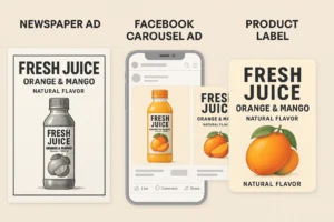 Perbandingan format iklan barang cetak, digital, dan label produk