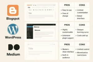 Perbandingan platform populer yang sering digunakan oleh blogger pendidikan untuk membagikan kontennya