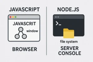 Perbedaan mendasar antara JavaScript di browser dan di Node js