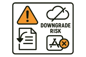 Risiko saat melakukan downgrade, seperti kehilangan data dan ketidakcocokan dengan sistem baru