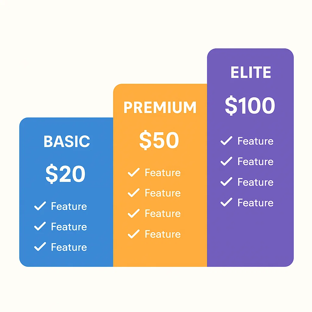 Contoh sistem tier layanan berjenjang dari dasar hingga premium