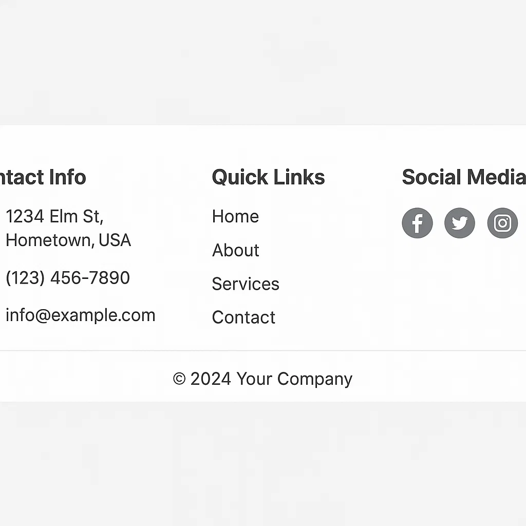 Contoh tampilan footer website profesional dan informatif