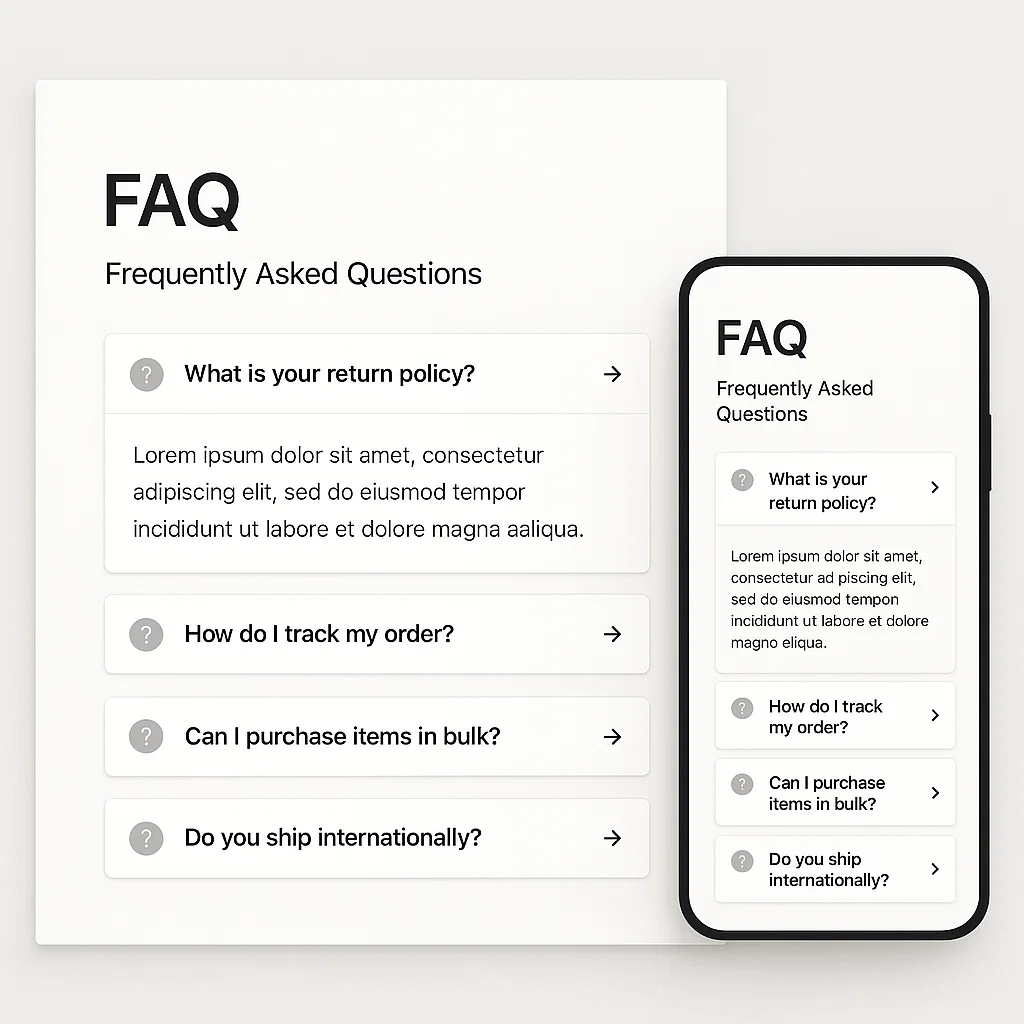 Contoh tampilan halaman Frequently Asked Questions yang rapi dan informatif