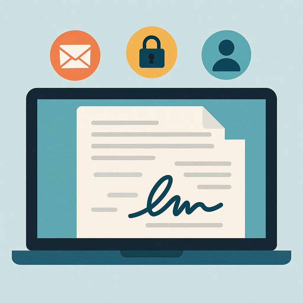 Contoh visualisasi penggunaan signature digital pada dokumen dan email