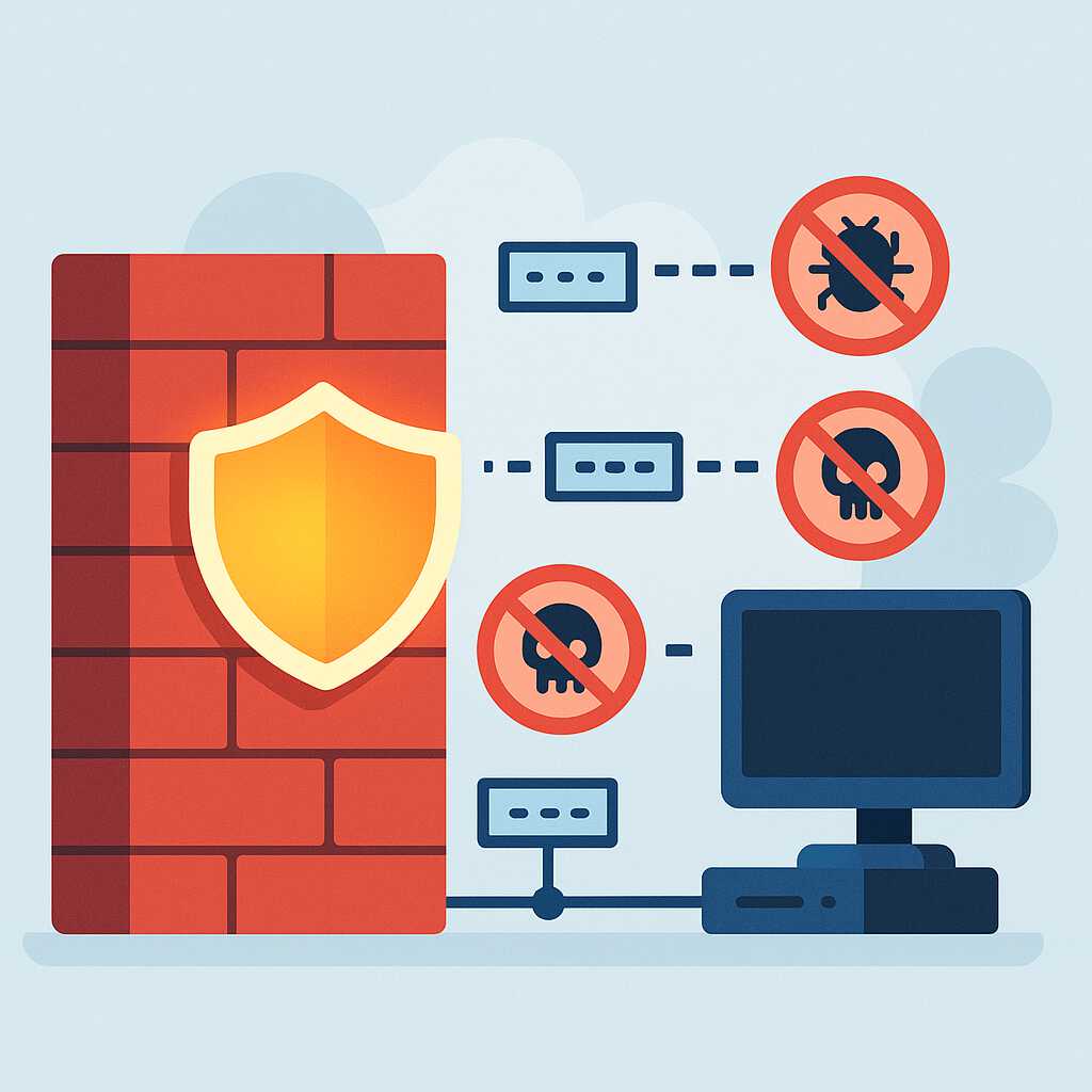 Firewall berfungsi sebagai penjaga lalu lintas data yang masuk dan keluar dari jaringan komputer