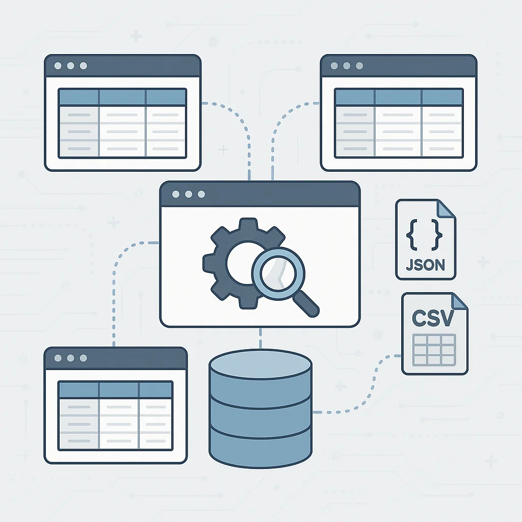 Gambaran proses scraping data dari berbagai sumber website ke dalam satu sistem
