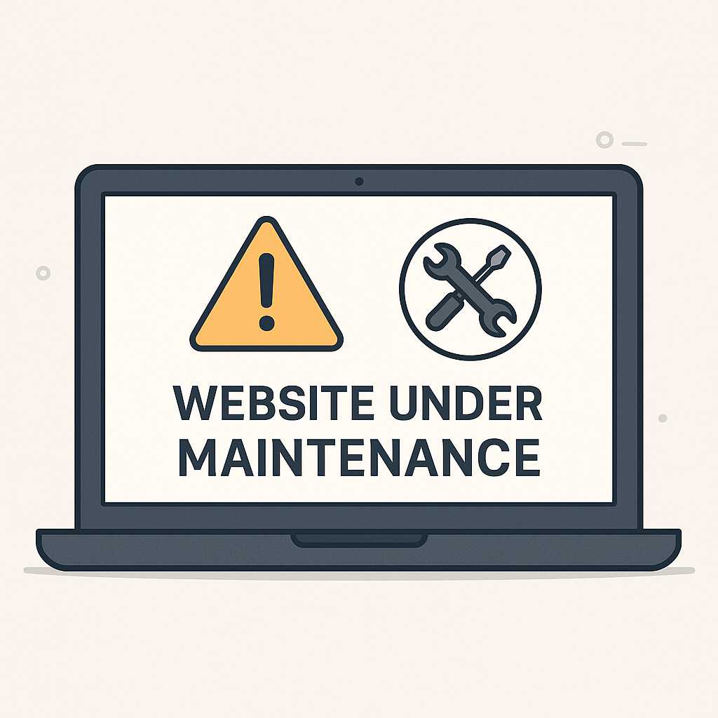Halaman under maintenance yang rapi membantu menjaga kesan profesional saat website sedang tidak bisa diakses