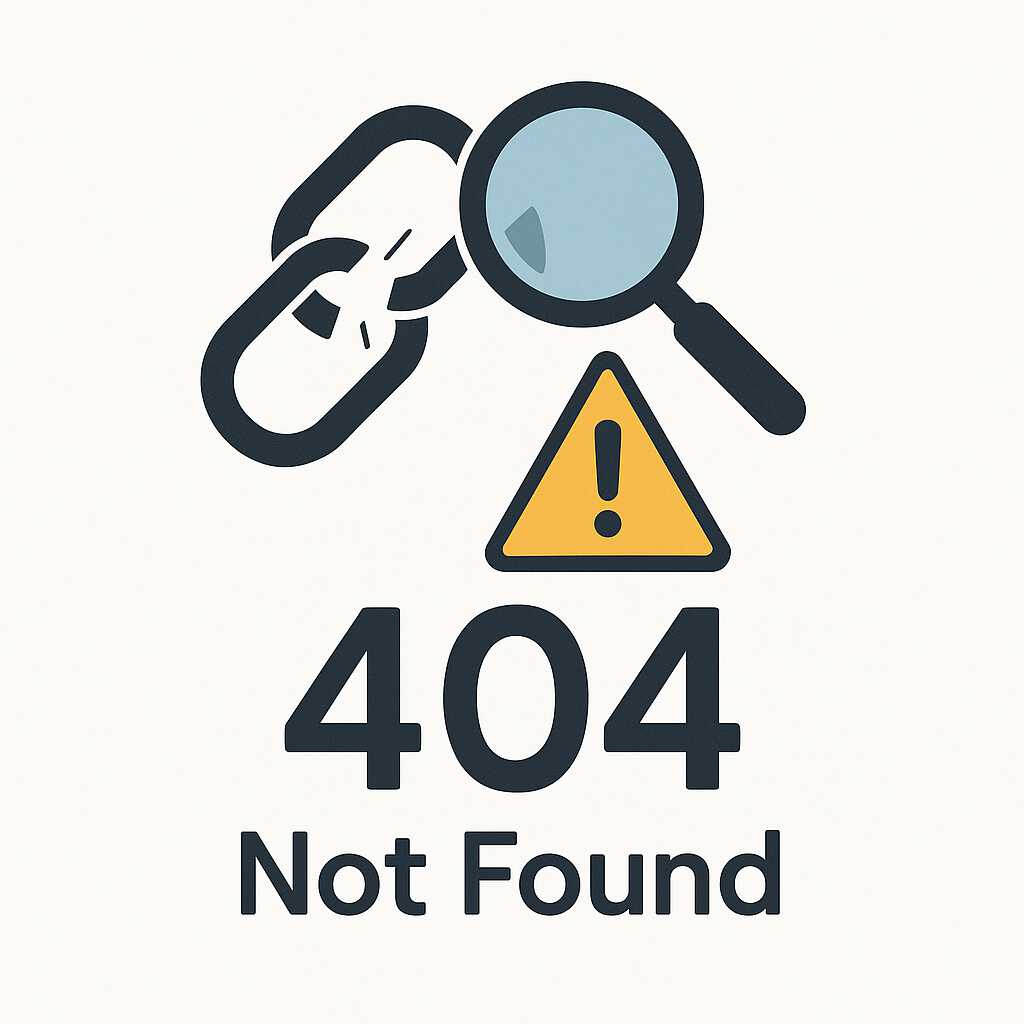 Ilustrasi 404 Not Found yang menggambarkan link rusak dan peringatan kesalahan halaman website