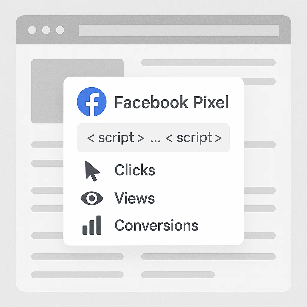 Ilustrasi Facebook Pixel melacak aktivitas pengguna di sebuah halaman website