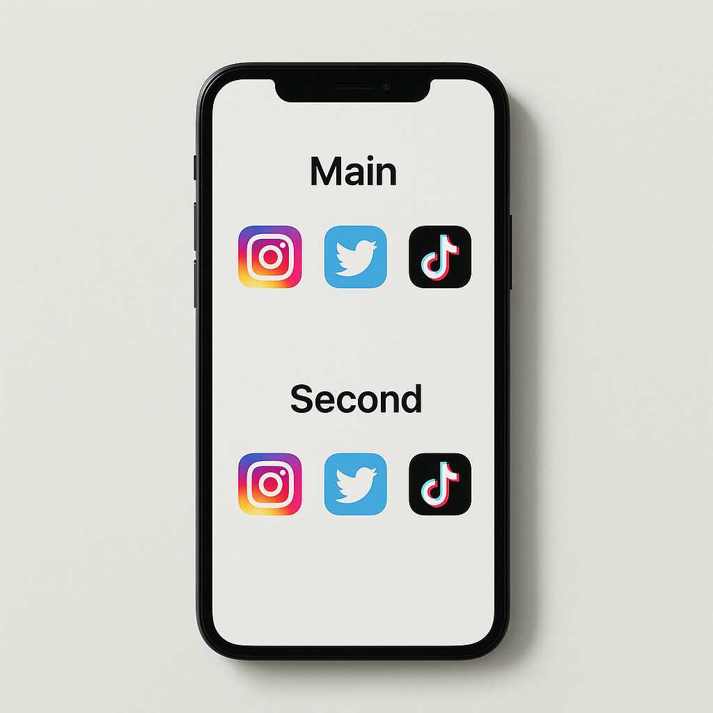 Ilustrasi dua akun media sosial akun utama dan akun kedua yang biasa digunakan untuk keperluan berbeda