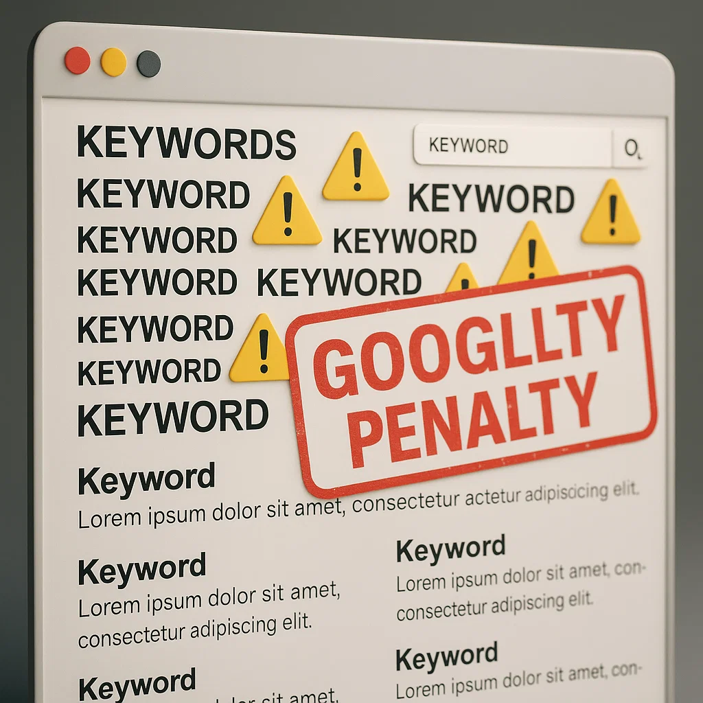 Ilustrasi keyword stuffing yang berlebihan hingga berdampak buruk di hasil pencarian