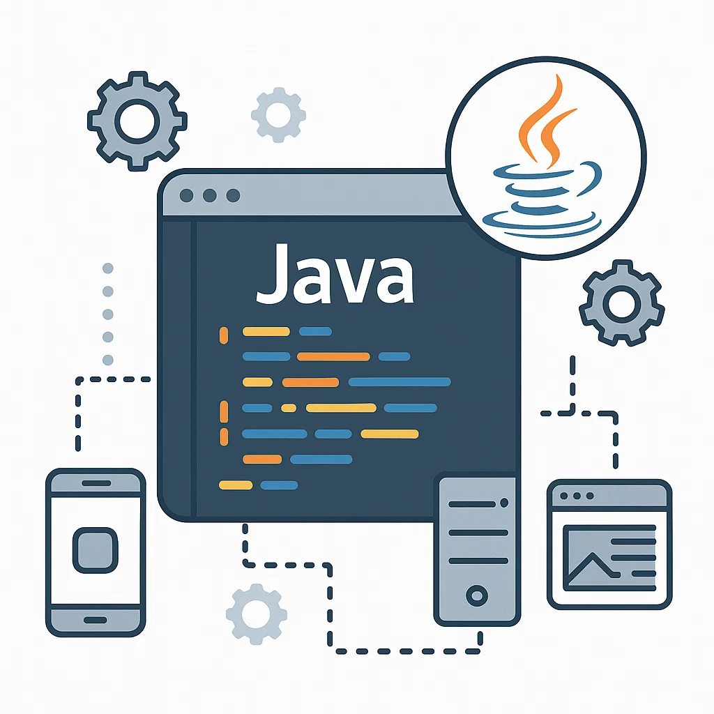 Ilustrasi konsep bahasa pemrograman Java untuk berbagai aplikasi digital