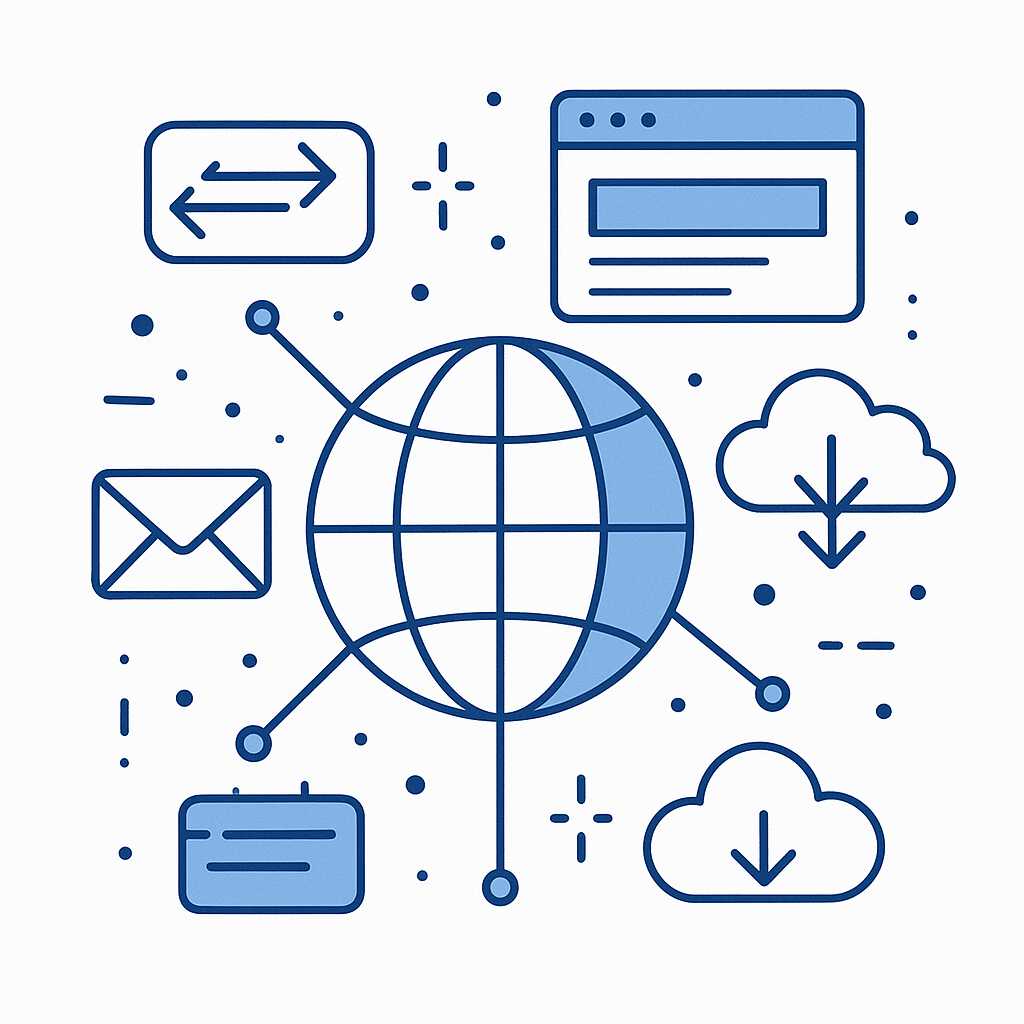 Ilustrasi konsep internet sebagai jaringan global yang saling terhubung