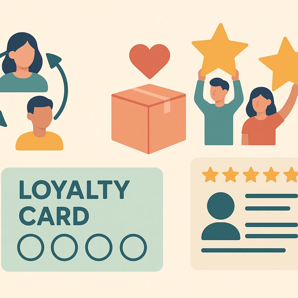 Ilustrasi konsep loyalitas pelanggan terhadap merek dan layanan