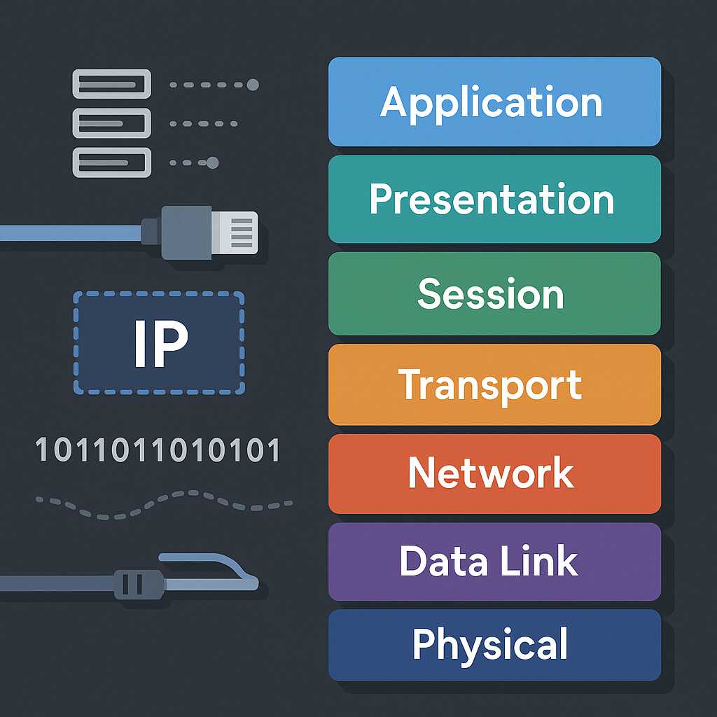 Ilustrasi model OSI 7 layer dalam komunikasi jaringan
