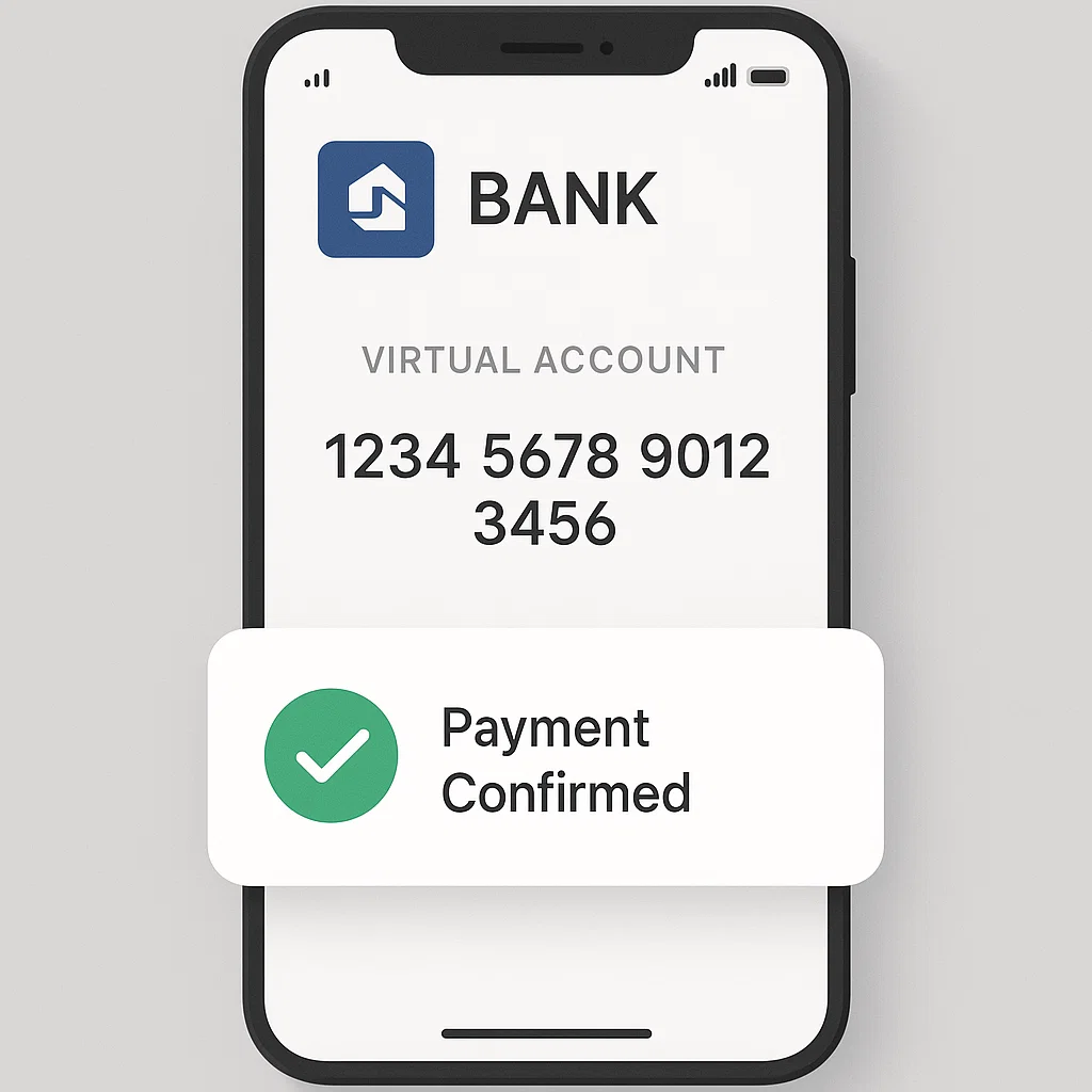 Ilustrasi nomor VA yang tampil di layar untuk pembayaran digital