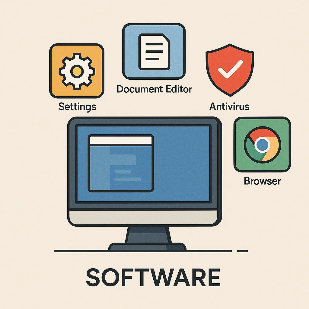 Ilustrasi perangkat lunak yang berjalan di komputer pengguna