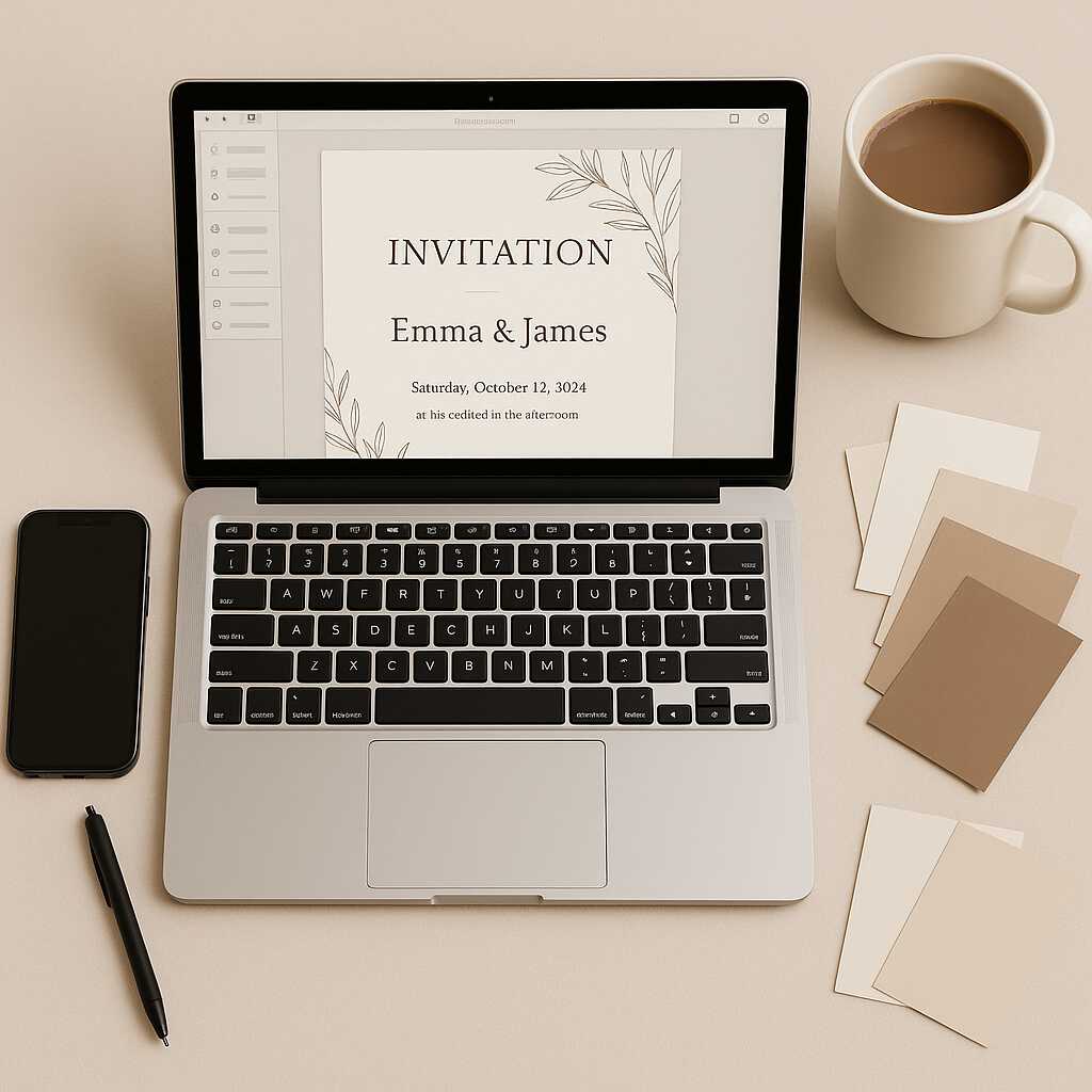 Ilustrasi proses pembuatan undangan digital modern dan profesional
