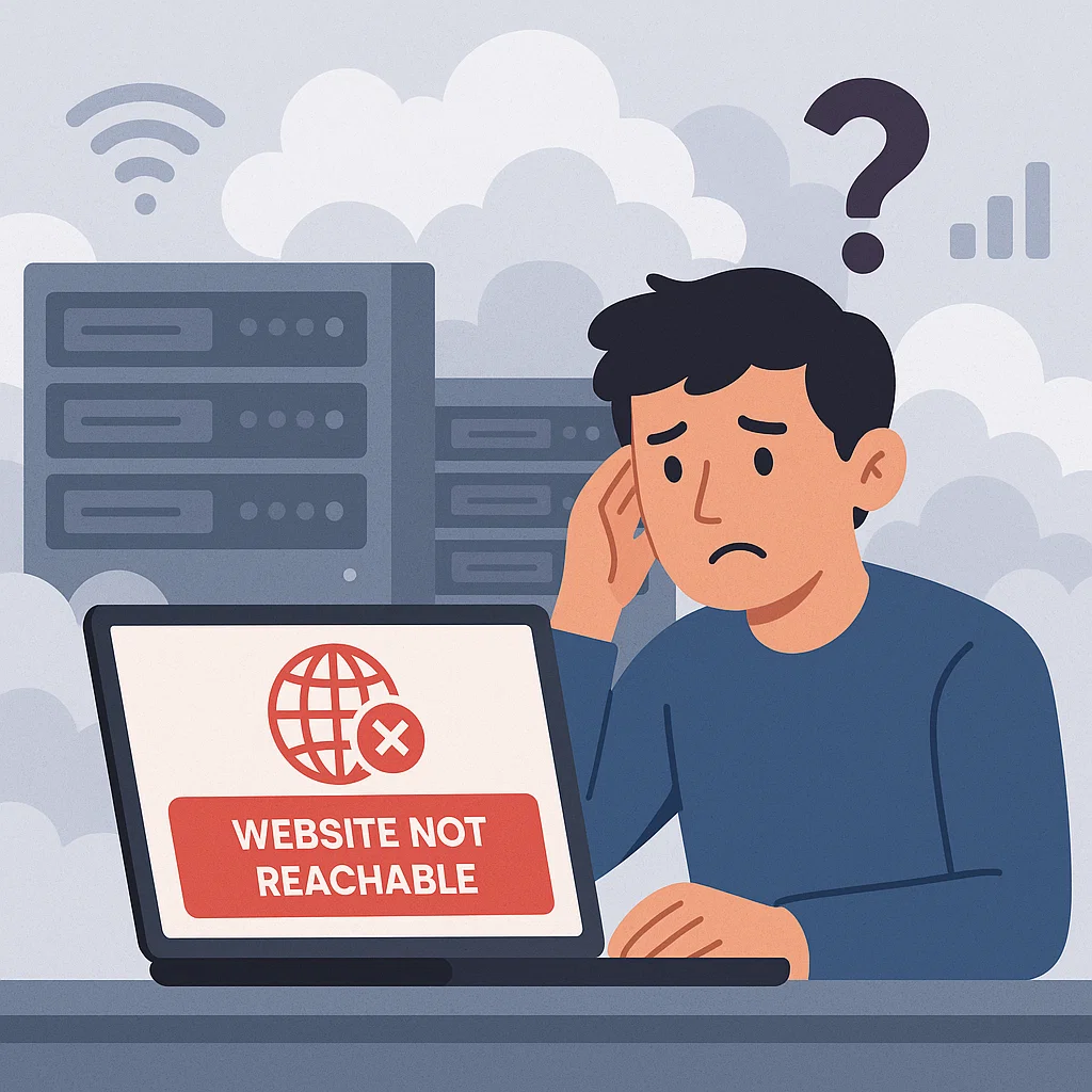 Ilustrasi saat website down dan pengguna tidak bisa mengaksesnya