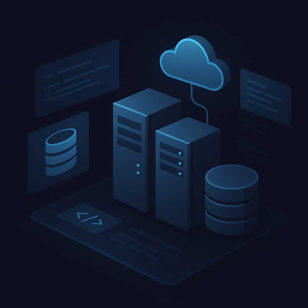 Ilustrasi sistem database modern yang menjadi pusat penyimpanan dan pengelolaan data